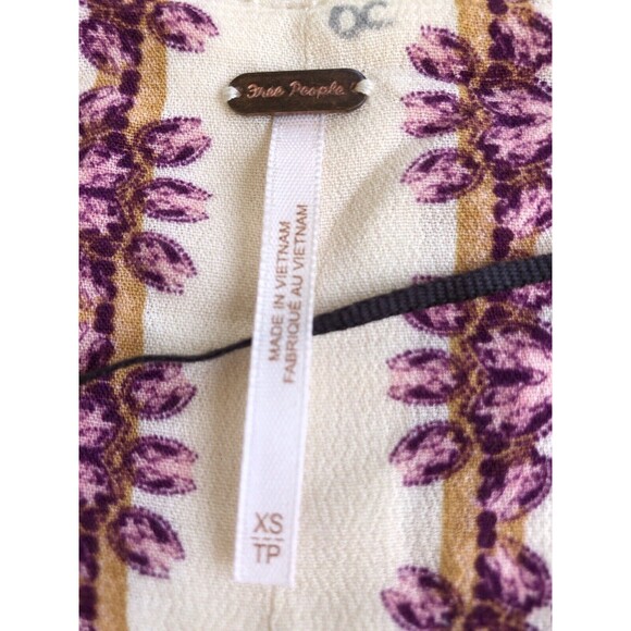 NWT Free People Cardigan Top Womens XS Abstract Artsy Print Tie Long Sleeve Boho - Picture 12 of 12